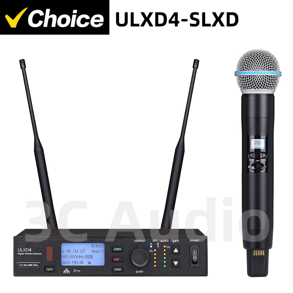 Shure Mic Sm58 - ULXD4-SLXD 500/600MHz Microfone sem fio profissional